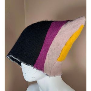 Beanie Vintage Y2K  cat mouse ears ski mask patchwork crochet rainbow helmet